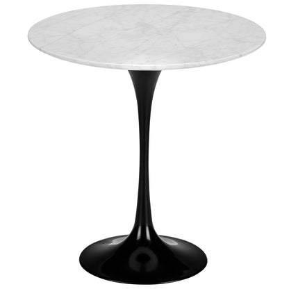 Tulip Style Black Base 20” Marble Side Table - living-essentials