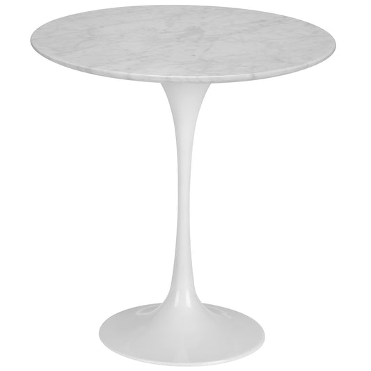 Tulip Style Black Base 20” Marble Side Table - living-essentials