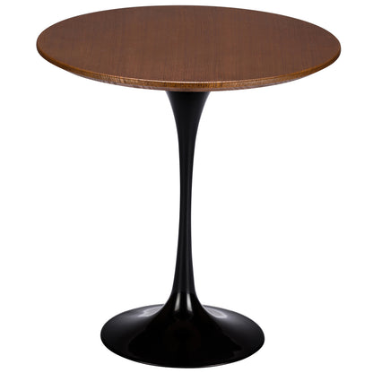 Tulip Style Black Base 20” Walnut Side Table - living-essentials