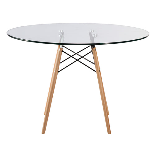 Emfurn Eiffel Style 42.5" Glass Top Dining Table - living-essentials