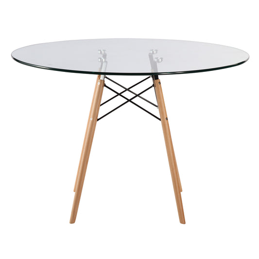Emfurn Eiffel Style 42.5" Glass Top Dining Table - living-essentials