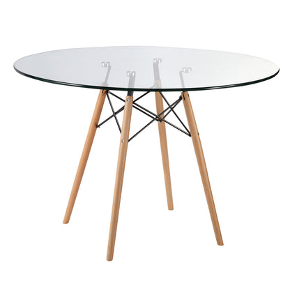 Emfurn Eiffel Style 42.5" Glass Top Dining Table - living-essentials