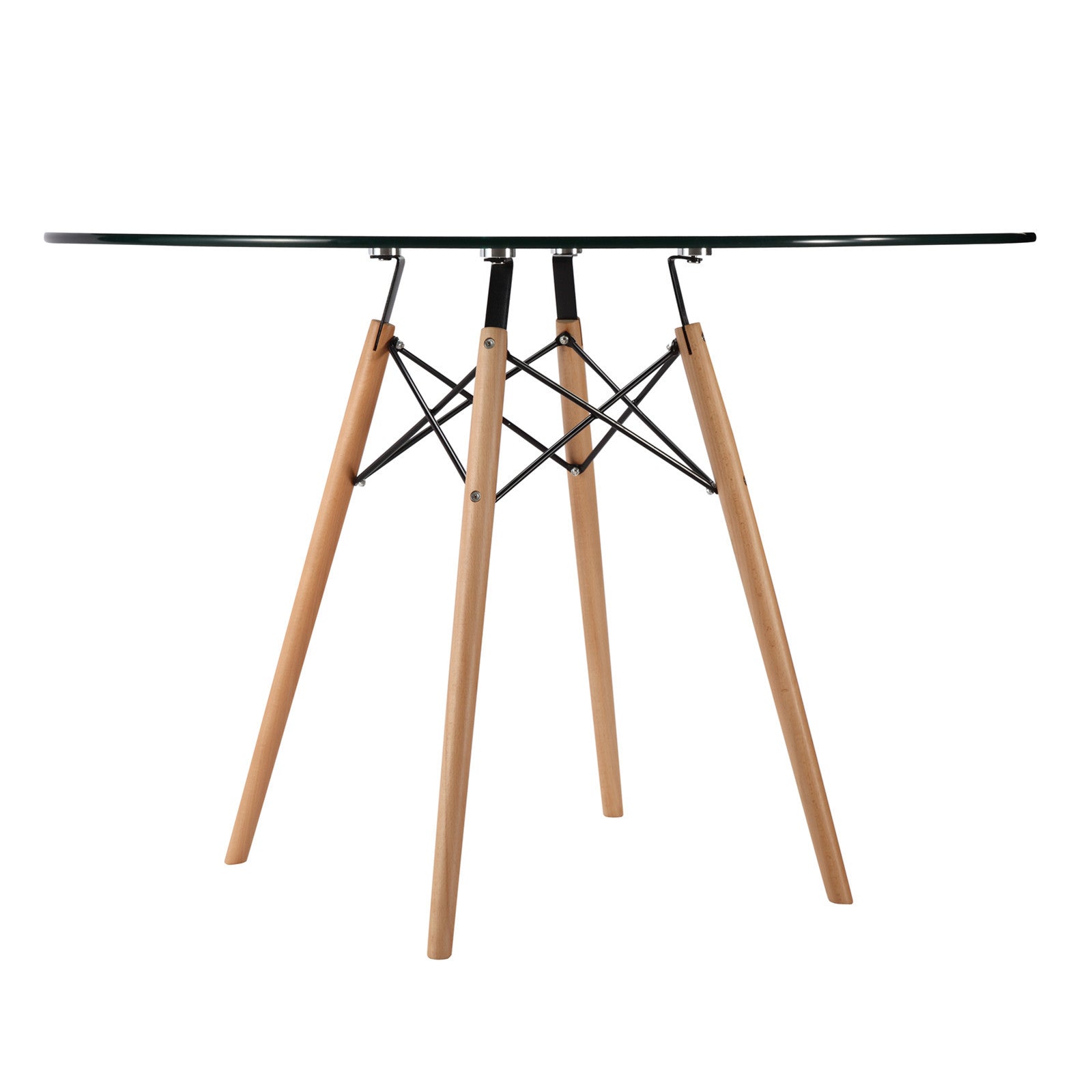 Emfurn Eiffel Style 42.5" Glass Top Dining Table - living-essentials