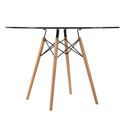 Emfurn Eiffel Style 42.5" Glass Top Dining Table - living-essentials
