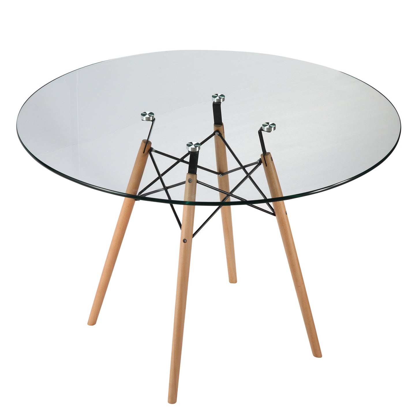 Emfurn Eiffel Style 42.5" Glass Top Dining Table - living-essentials