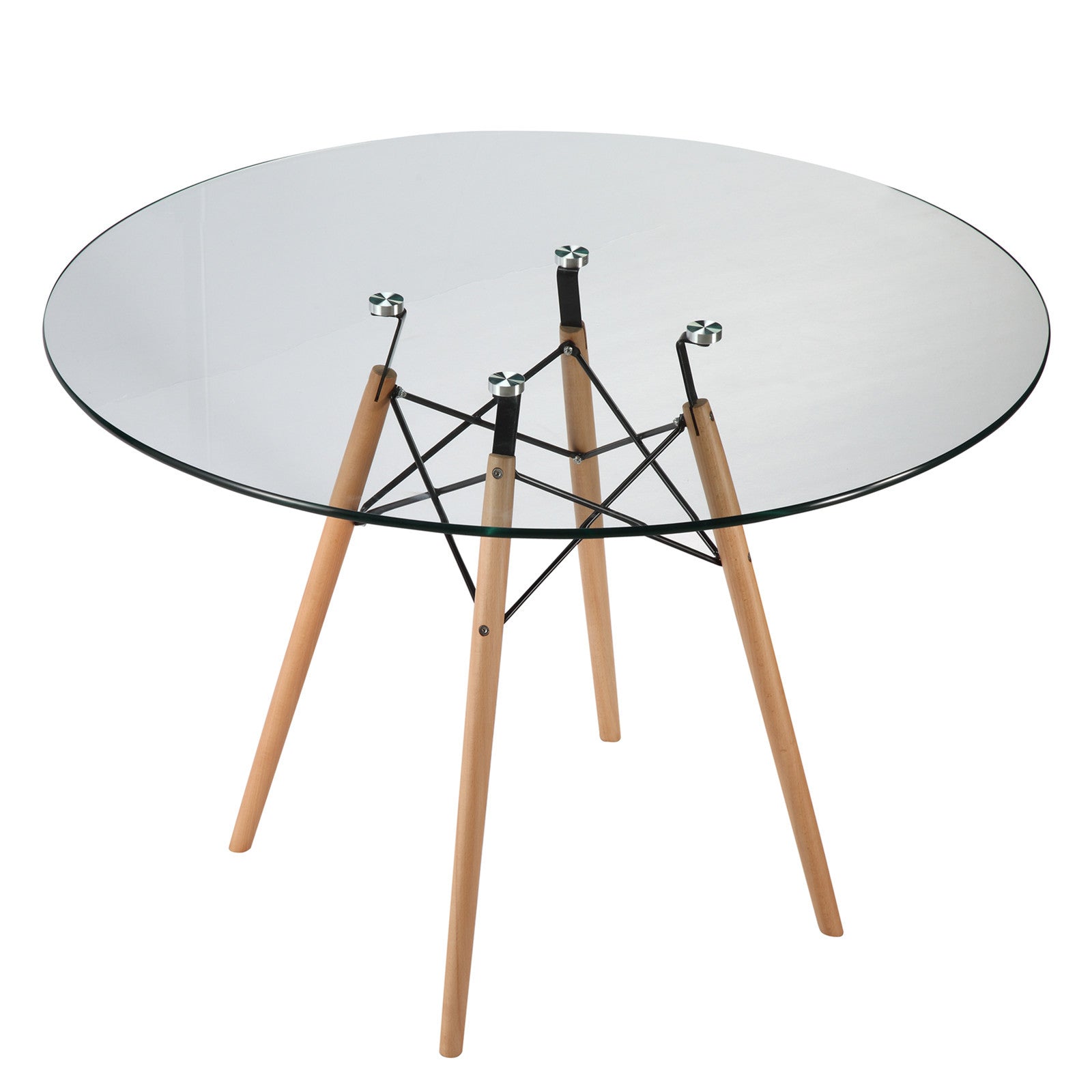 Emfurn Eiffel Style 42.5" Glass Top Dining Table - living-essentials