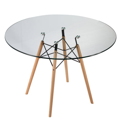 Emfurn Eiffel Style 42.5" Glass Top Dining Table - living-essentials