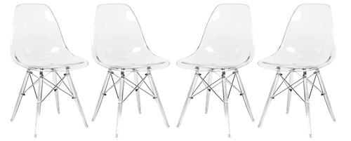 Dover Molded Side Chair with Acrylic Base, Set of 4