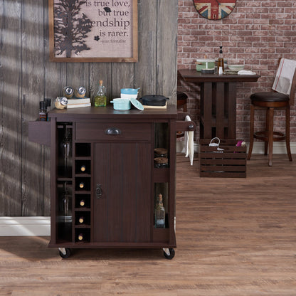 Chapin Rustic Multi-Storage Serving Cart in Espresso - living-essentials