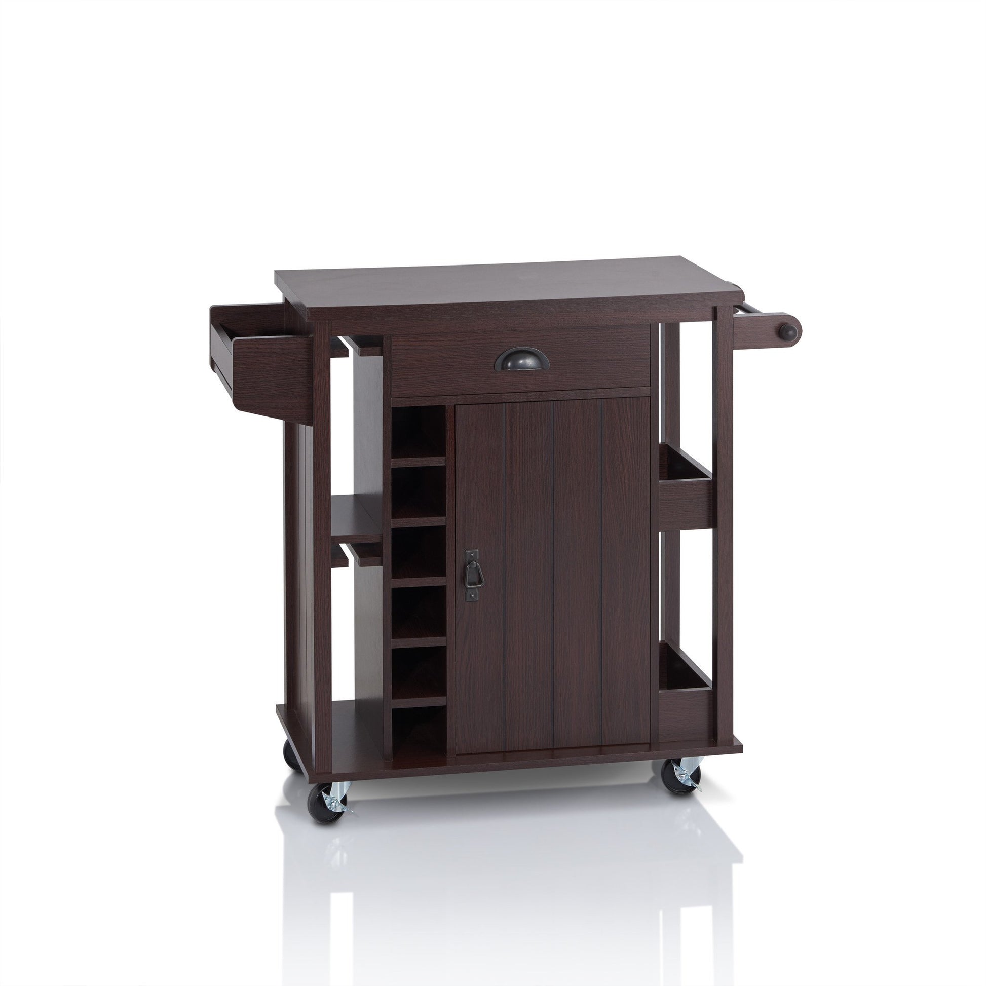 Chapin Rustic Multi-Storage Serving Cart in Espresso - living-essentials