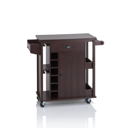 Chapin Rustic Multi-Storage Serving Cart in Espresso - living-essentials