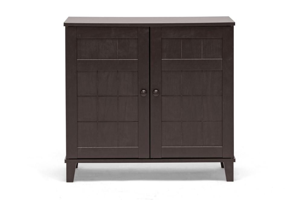 Cynan Dark Brown Wood Modern Shoe Cabinet (Short) - living-essentials