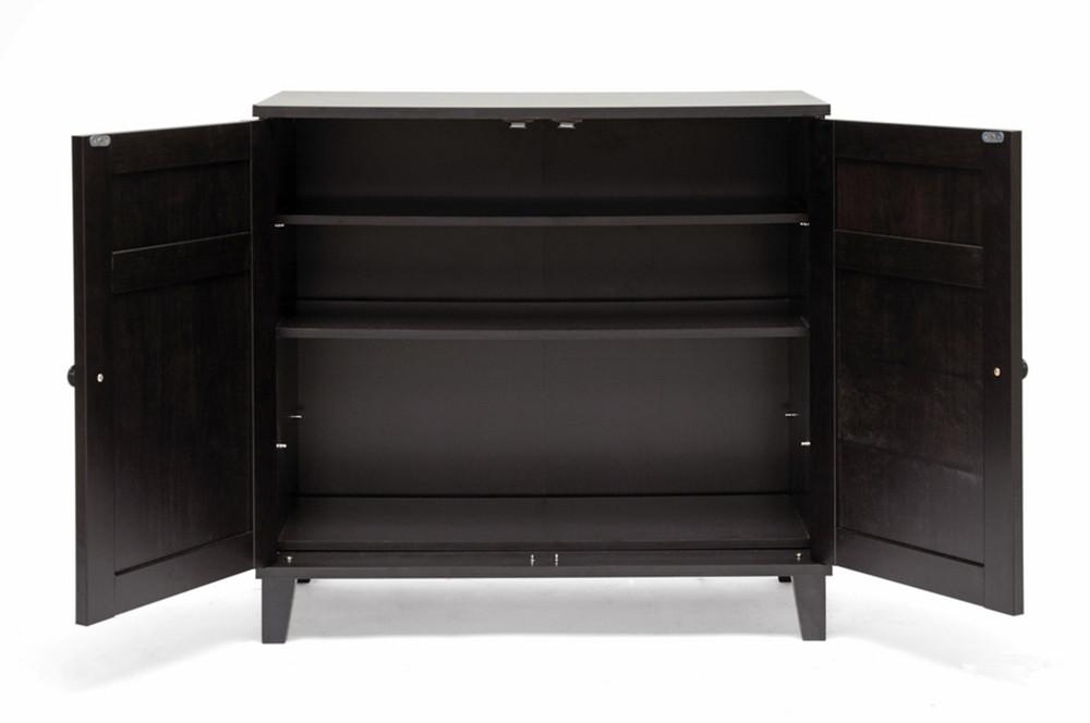 Cynan Dark Brown Wood Modern Shoe Cabinet (Short) - living-essentials