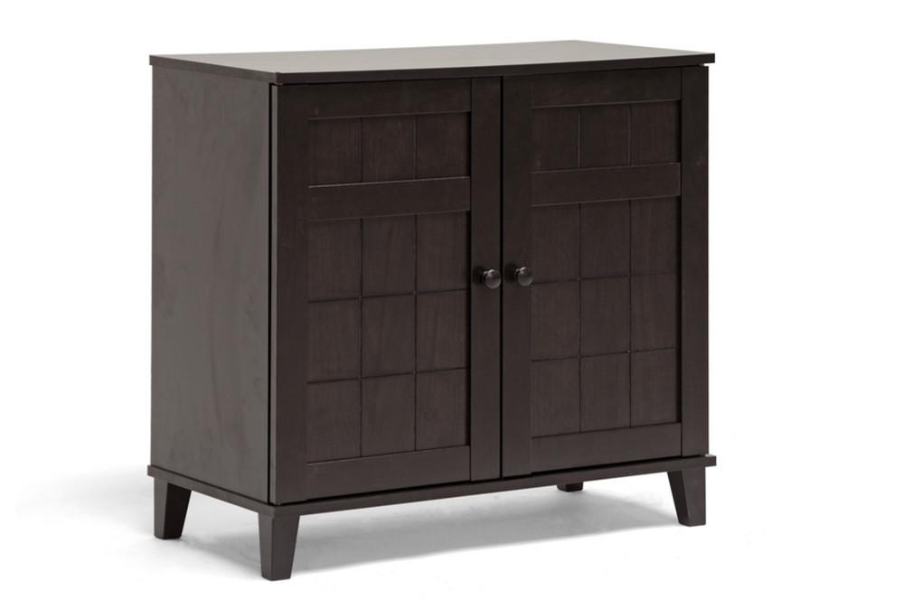 Cynan Dark Brown Wood Modern Shoe Cabinet (Short) - living-essentials