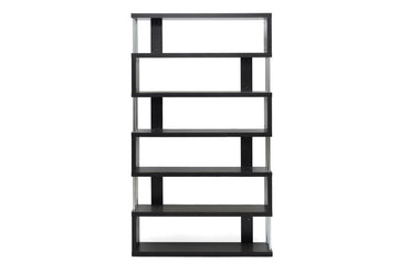 Bevin Dark Brown Six-Shelf Modern Bookcase - living-essentials
