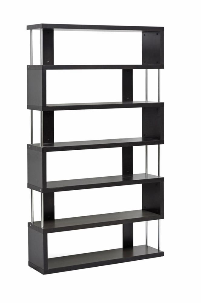 Bevin Dark Brown Six-Shelf Modern Bookcase - living-essentials