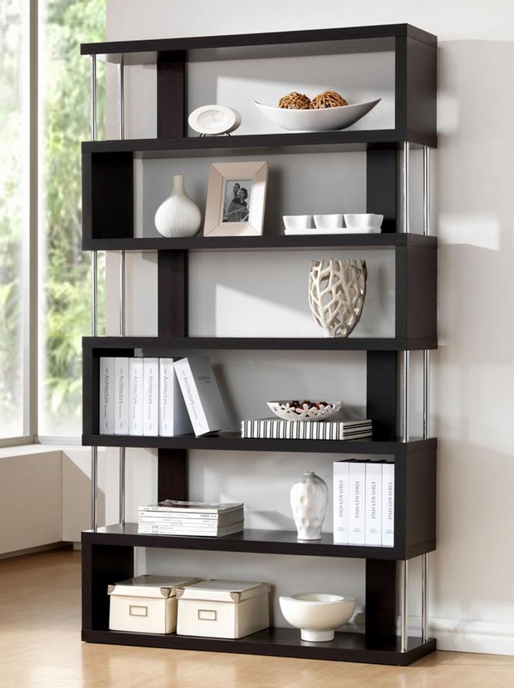 Bevin Dark Brown Six-Shelf Modern Bookcase - living-essentials