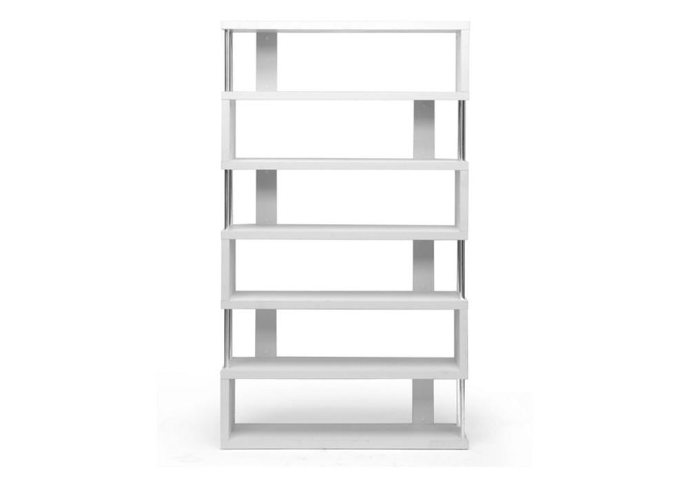 Barrett White Six-Shelf Modern Bookcase - living-essentials