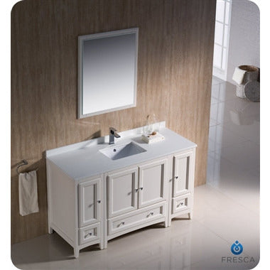 Fresca Oxford 54" Antique White Traditional Bathroom Vanity w/ 2 Side Cabinets - living-essentials