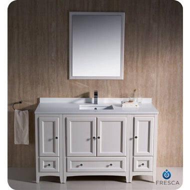 Fresca Oxford 54" Antique White Traditional Bathroom Vanity w/ 2 Side Cabinets - living-essentials