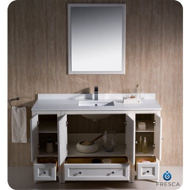 Fresca Oxford 54" Antique White Traditional Bathroom Vanity w/ 2 Side Cabinets - living-essentials