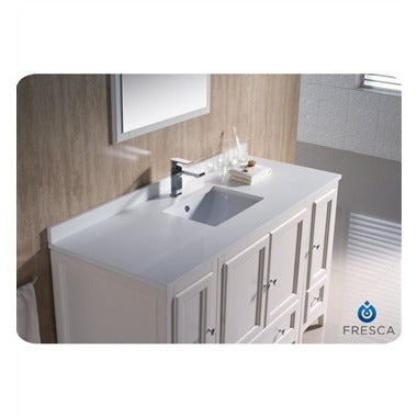 Fresca Oxford 54" Antique White Traditional Bathroom Vanity w/ 2 Side Cabinets - living-essentials