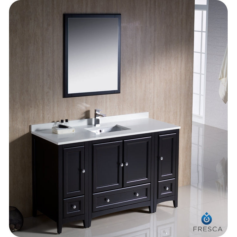 Fresca Oxford 54" Espresso Traditional Bathroom Vanity w/ 2 Side Cabinets - living-essentials
