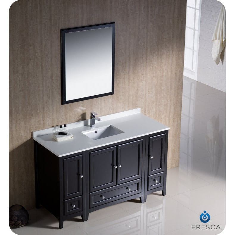 Fresca Oxford 54" Espresso Traditional Bathroom Vanity w/ 2 Side Cabinets - living-essentials
