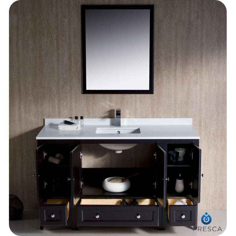 Fresca Oxford 54" Espresso Traditional Bathroom Vanity w/ 2 Side Cabinets - living-essentials