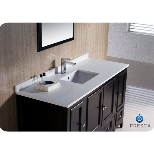 Fresca Oxford 54" Espresso Traditional Bathroom Vanity w/ 2 Side Cabinets - living-essentials