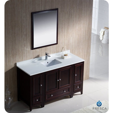 Fresca Oxford 54" Mahogany Traditional Bathroom Vanity w/ 2 Side Cabinets - living-essentials