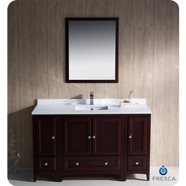 Fresca Oxford 54" Mahogany Traditional Bathroom Vanity w/ 2 Side Cabinets - living-essentials