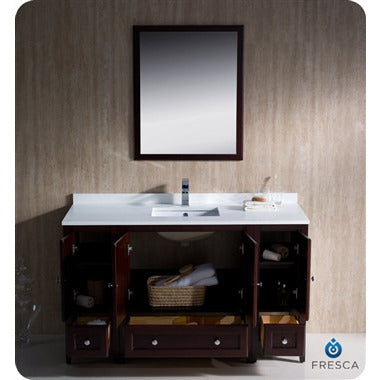 Fresca Oxford 54" Mahogany Traditional Bathroom Vanity w/ 2 Side Cabinets - living-essentials