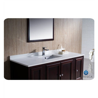 Fresca Oxford 54" Mahogany Traditional Bathroom Vanity w/ 2 Side Cabinets - living-essentials