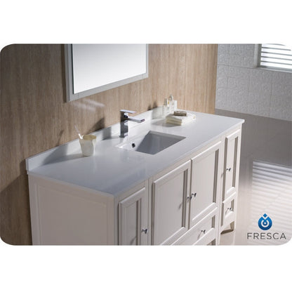 Fresca Oxford 60" Antique White Traditional Bathroom Vanity w/ 2 Side Cabinets - living-essentials
