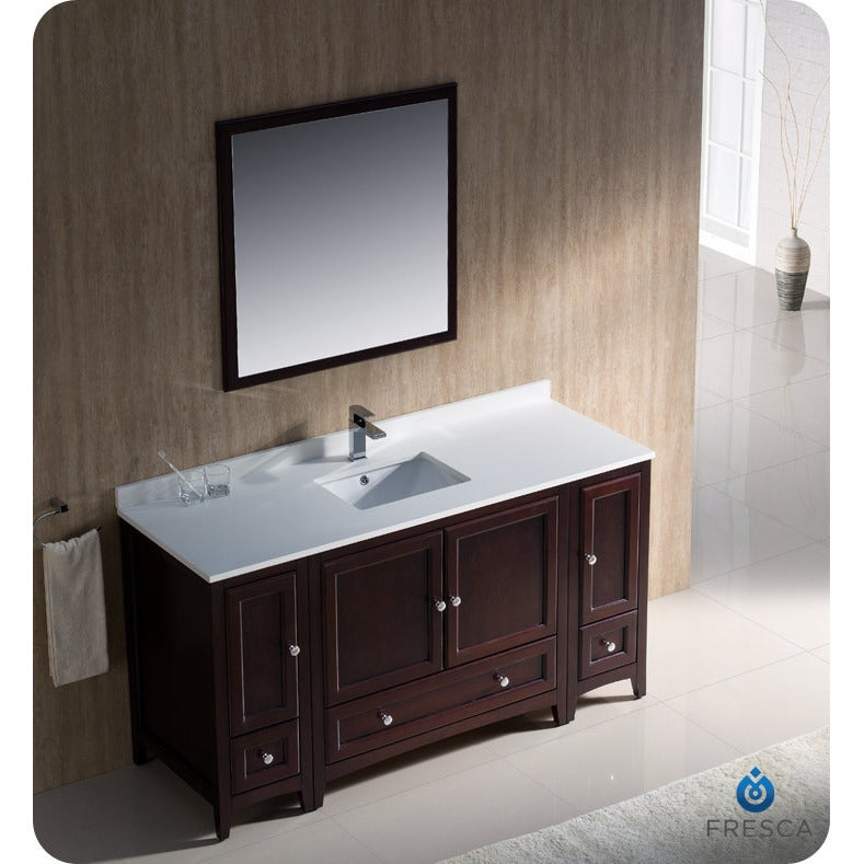 Fresca Oxford 60" Mahogany Traditional Bathroom Vanity w/ 2 Side Cabinets - living-essentials