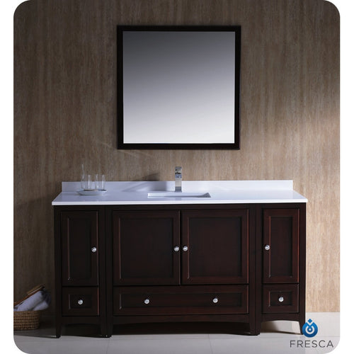 Fresca Oxford 60" Mahogany Traditional Bathroom Vanity w/ 2 Side Cabinets - living-essentials