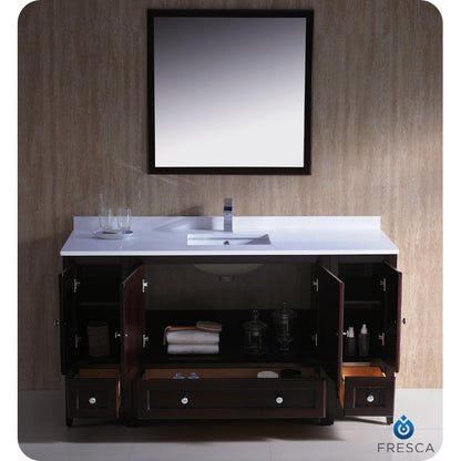 Fresca Oxford 60" Mahogany Traditional Bathroom Vanity w/ 2 Side Cabinets - living-essentials