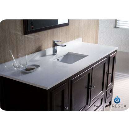 Fresca Oxford 60" Mahogany Traditional Bathroom Vanity w/ 2 Side Cabinets - living-essentials
