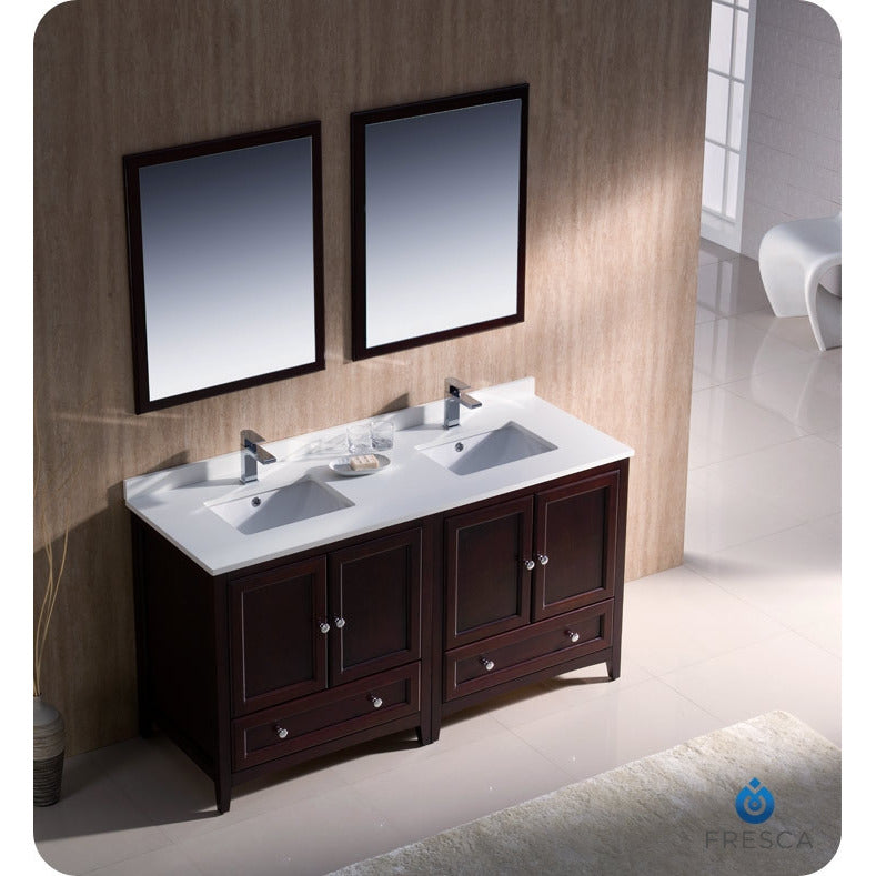 Fresca Oxford 60" Mahogany Traditional Double Sink Bathroom Vanity - living-essentials