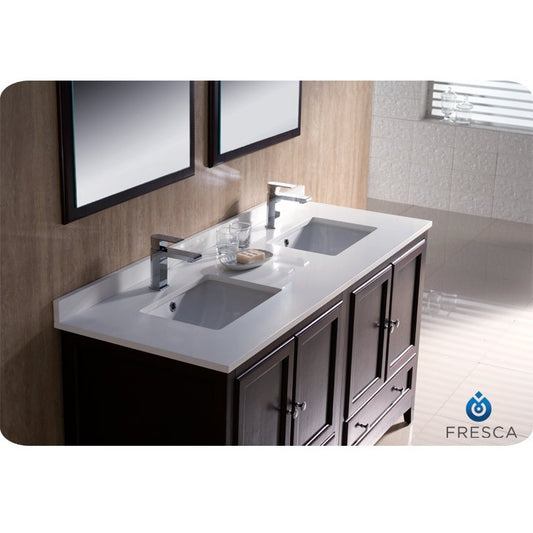 Fresca Oxford 60" Mahogany Traditional Double Sink Bathroom Vanity - living-essentials