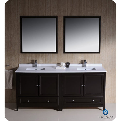 Fresca Oxford 72" Espresso Traditional Double Sink Bathroom Vanity - living-essentials