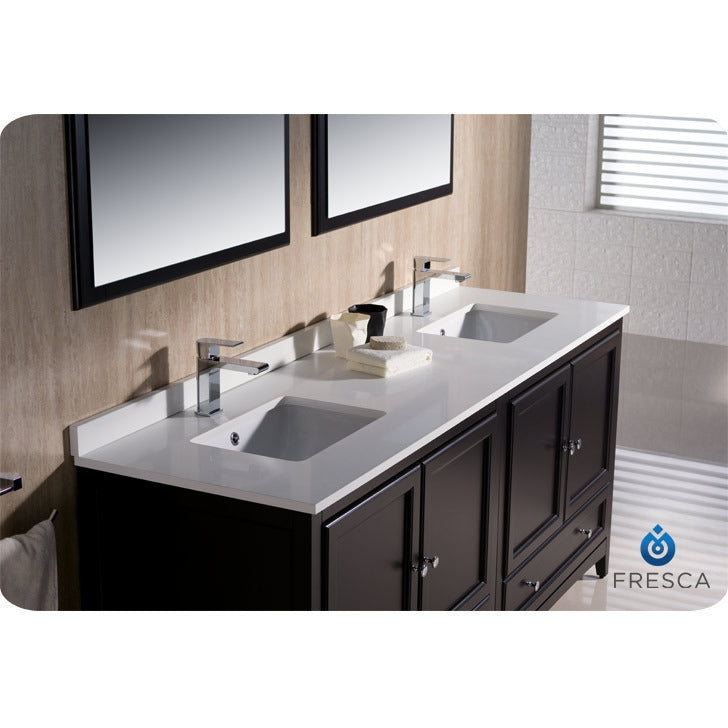 Fresca Oxford 72" Espresso Traditional Double Sink Bathroom Vanity - living-essentials