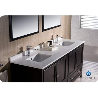 Fresca Oxford 72" Espresso Traditional Double Sink Bathroom Vanity - living-essentials