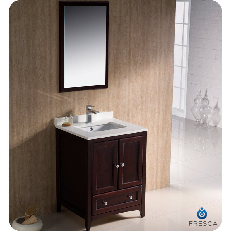 Fresca Oxford 24" Mahogany Traditional Bathroom Vanity - living-essentials