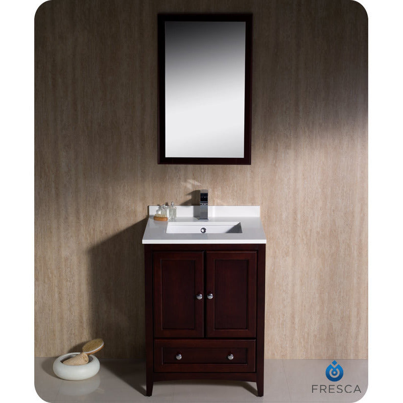 Fresca Oxford 24" Mahogany Traditional Bathroom Vanity - living-essentials