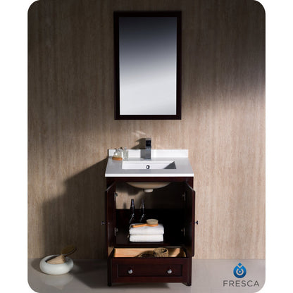 Fresca Oxford 24" Mahogany Traditional Bathroom Vanity - living-essentials