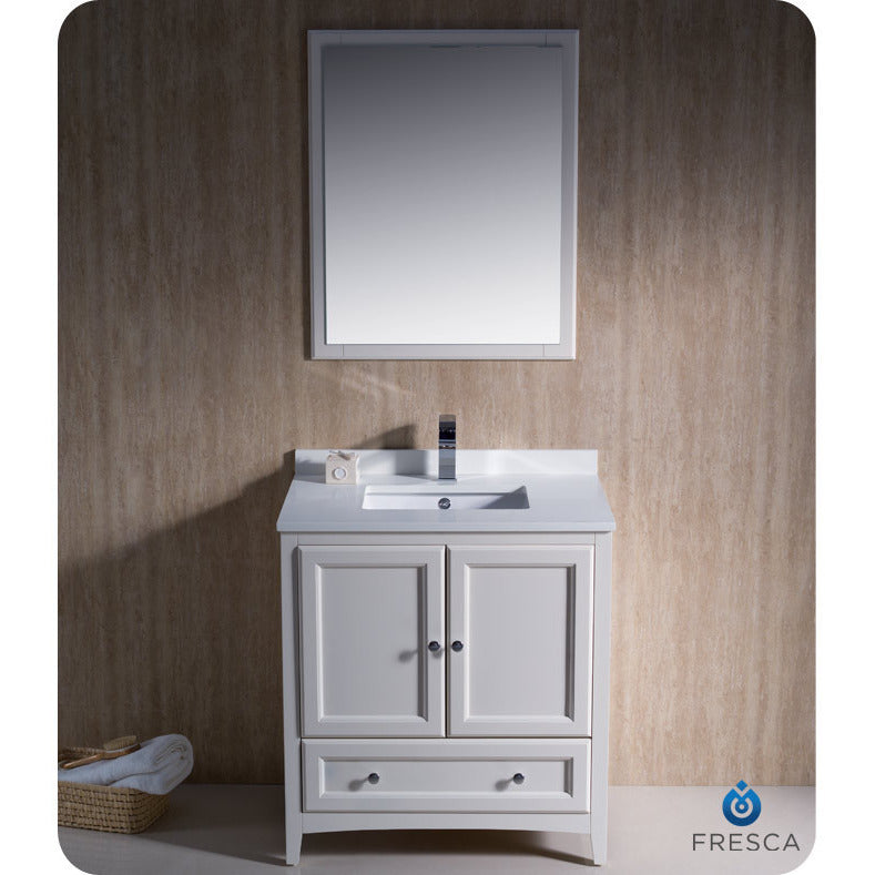 Fresca Oxford 30" Antique White Traditional Bathroom Vanity - living-essentials