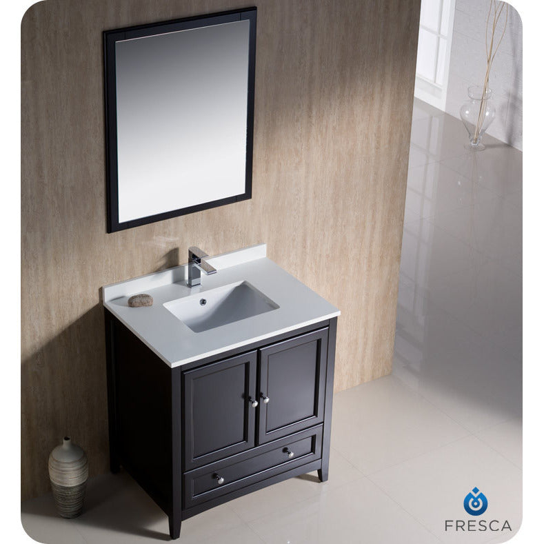 Fresca Oxford 30" Espresso Traditional Bathroom Vanity - living-essentials