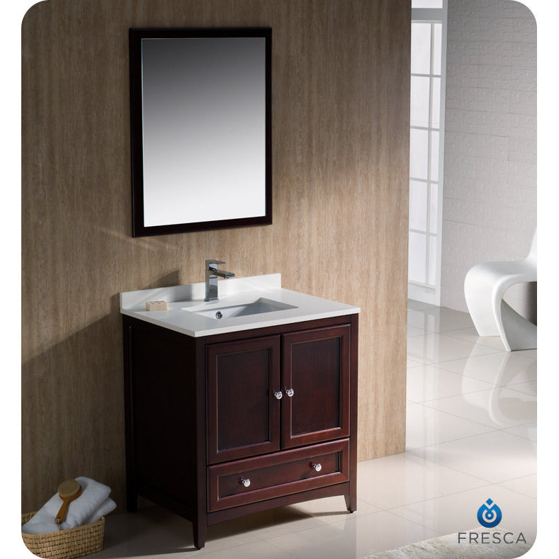 Fresca Oxford 30" Mahogany Traditional Bathroom Vanity - living-essentials